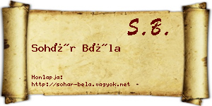 Sohár Béla névjegykártya